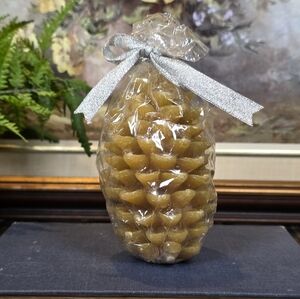 Natural Beeswax Pinecone Candle Gift Wrapped | Large 4.5" | Rustic Holiday Decor